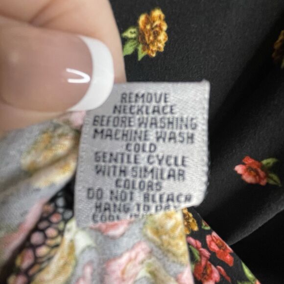 J for Justify Dress Stretch SZ‎ 2X Floral Black Red Midi Boho A-Line Flare - Picture 11 of 14